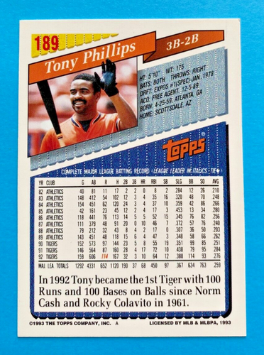 1993 Topps Baseball Card #1-#199. Pick what you need to complete your set. - Picture 319 of 337