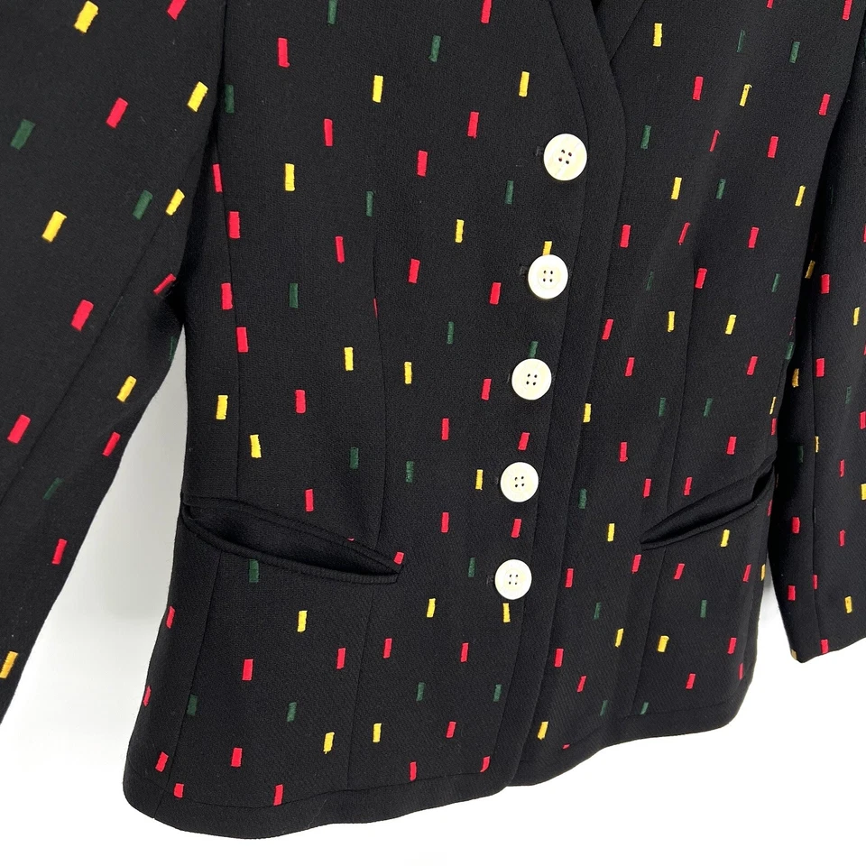 Blazer vintage Mondi mezcla de lana negro bordado confeti para mujer talla 38 EE. UU. 8 Foto 4 de 4