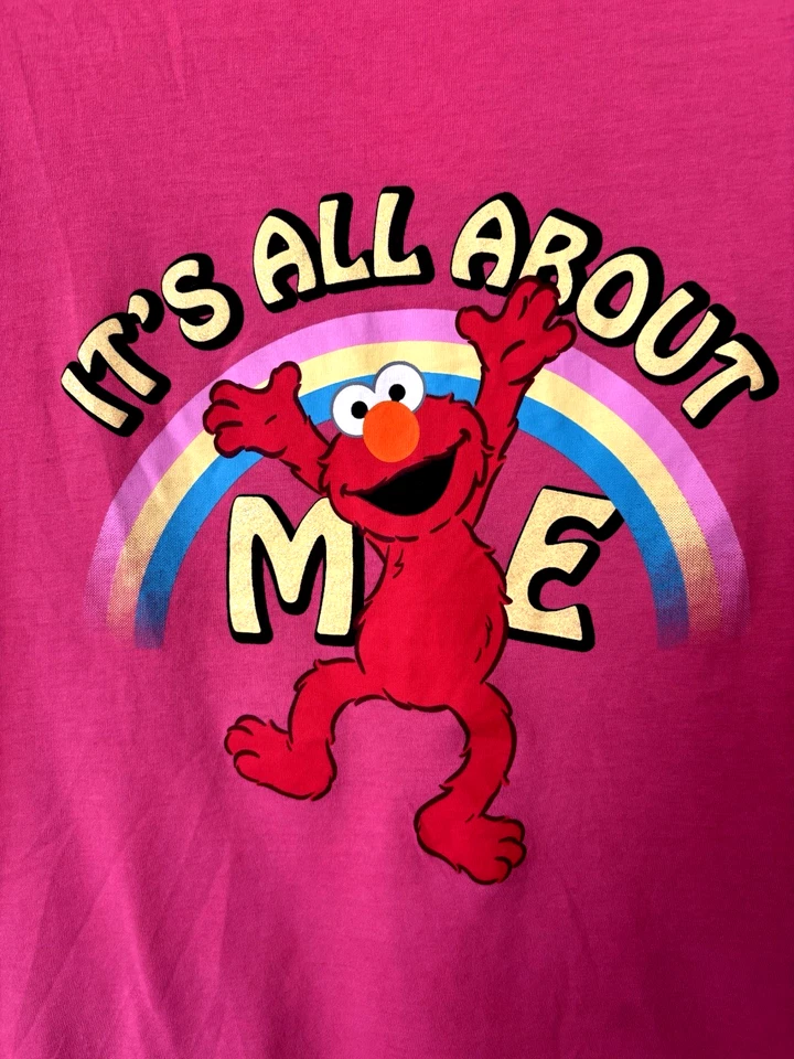 Camiseta Rosa Oscuro Vibrante Niñas Sesame Street Elmo "It's All About Me" Talla 14 Foto 3 de 4