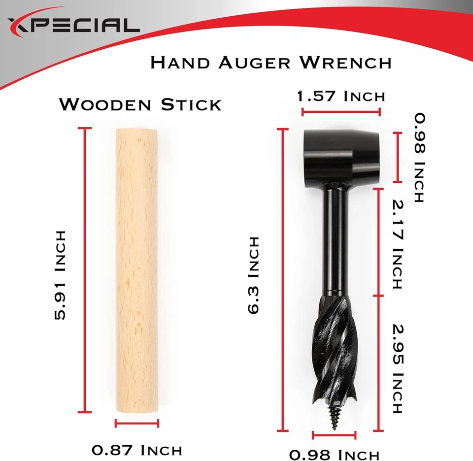 Survival Settlers Tool Set, Bushcraft Hand Auger Wrench with Pocket Chainsaw - Image 3 of 4