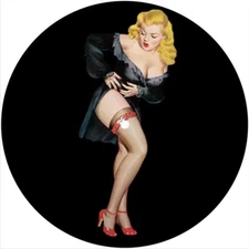 Slipmat Scratch Pad Felt 7" Turntable 45 DJ Record Player PIN UP BLACK NEGLIGEE