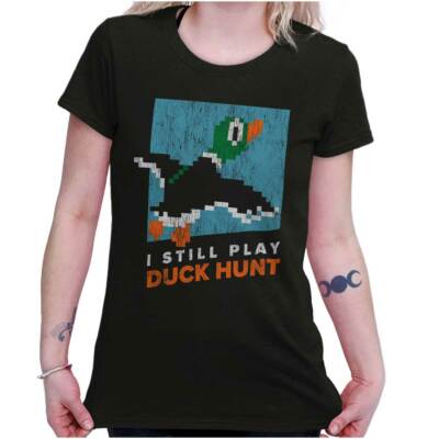 Duck Hunt Retro Video Gamer Geek Hunter Gift Womens Top Junior Graphic Tee