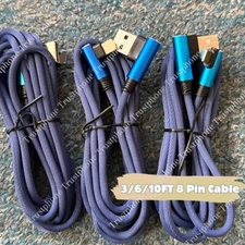 3/6/10Ft 90 Degree Right Angle Charger Cable For Apple iPhone iPad Charging Cord