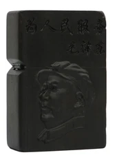 Case Only Natural Ebony Black Wood Chairman Mao Lighter Box For Zippo Insert Kit