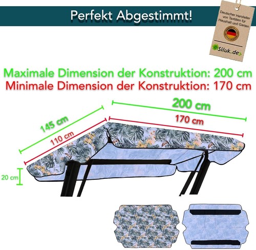 Sonnendach für Hollywoodschaukel Dachplane für Garten-Schaukel Ersatzdach - Bild 66 von 87