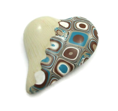 Mags Bonham Polymer Clay Brooch Heart Artisan Made