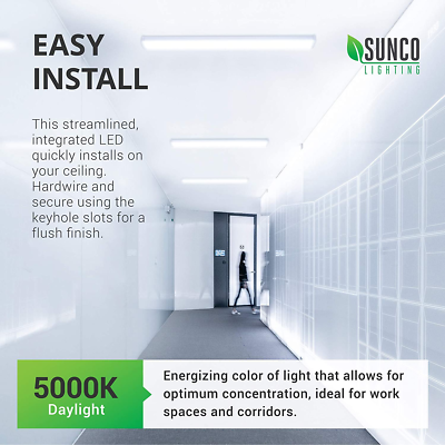 Sunco 4FT LED Shop Light 5000K Daylight | 3500 Lumens Linkable Wraparound Fixture | Garage & Workshop Lighting