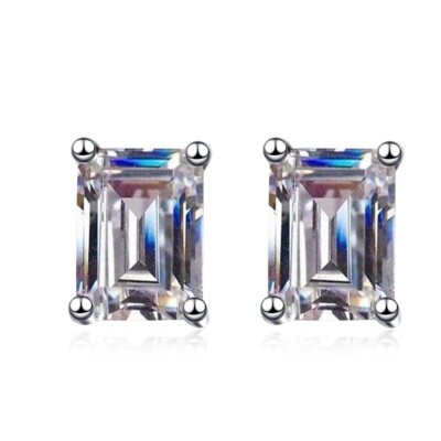 2 kt Smaragdschliff Ohrringe Diamant Testpass Laborgefertigt VVS1/D/Top