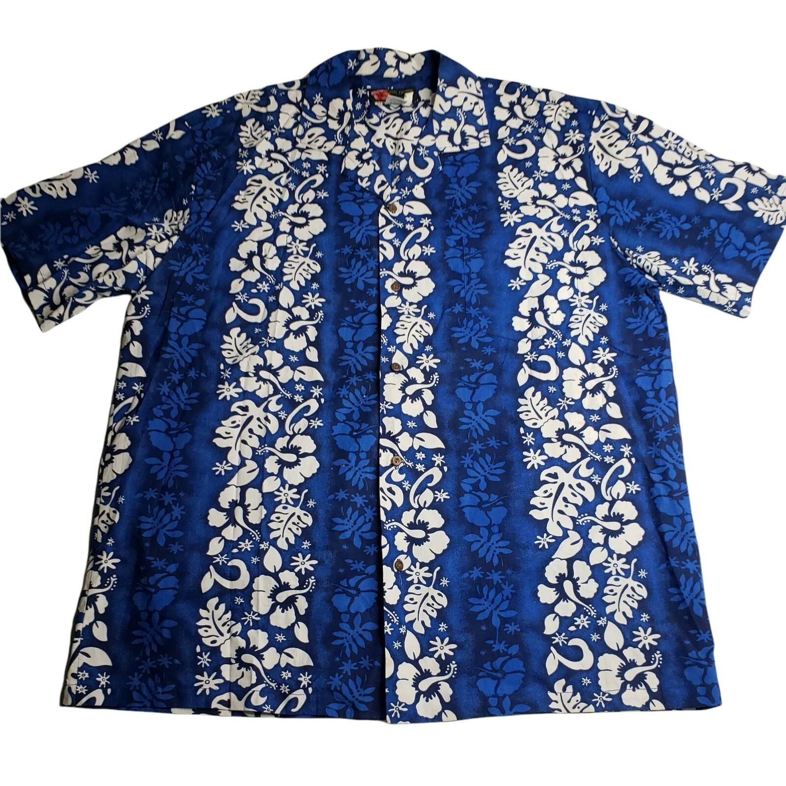 Vintage Ali’i Fashions Shirt Mens Size XL Hawaiian Cotton Short Slv Floral Blue