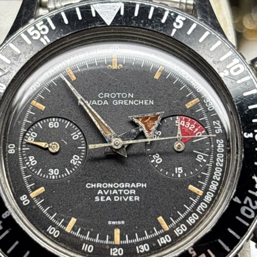 Croton Nivada Grenchen Chrono Aviator Sea Diver Rare Intermediate Running - Picture 21 of 23