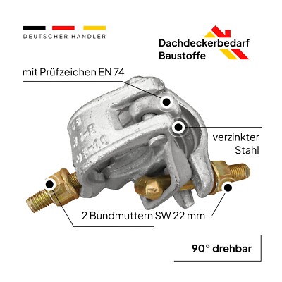 Normalkupplung Gerüstschelle 48 x 48 mm, SW 22, Kupplung 90°!