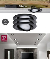 Paulmann Ebl Led Nova Coin Set 3X6Watt Ip23 Schwarz Matt Satin Schwenkbar 50°