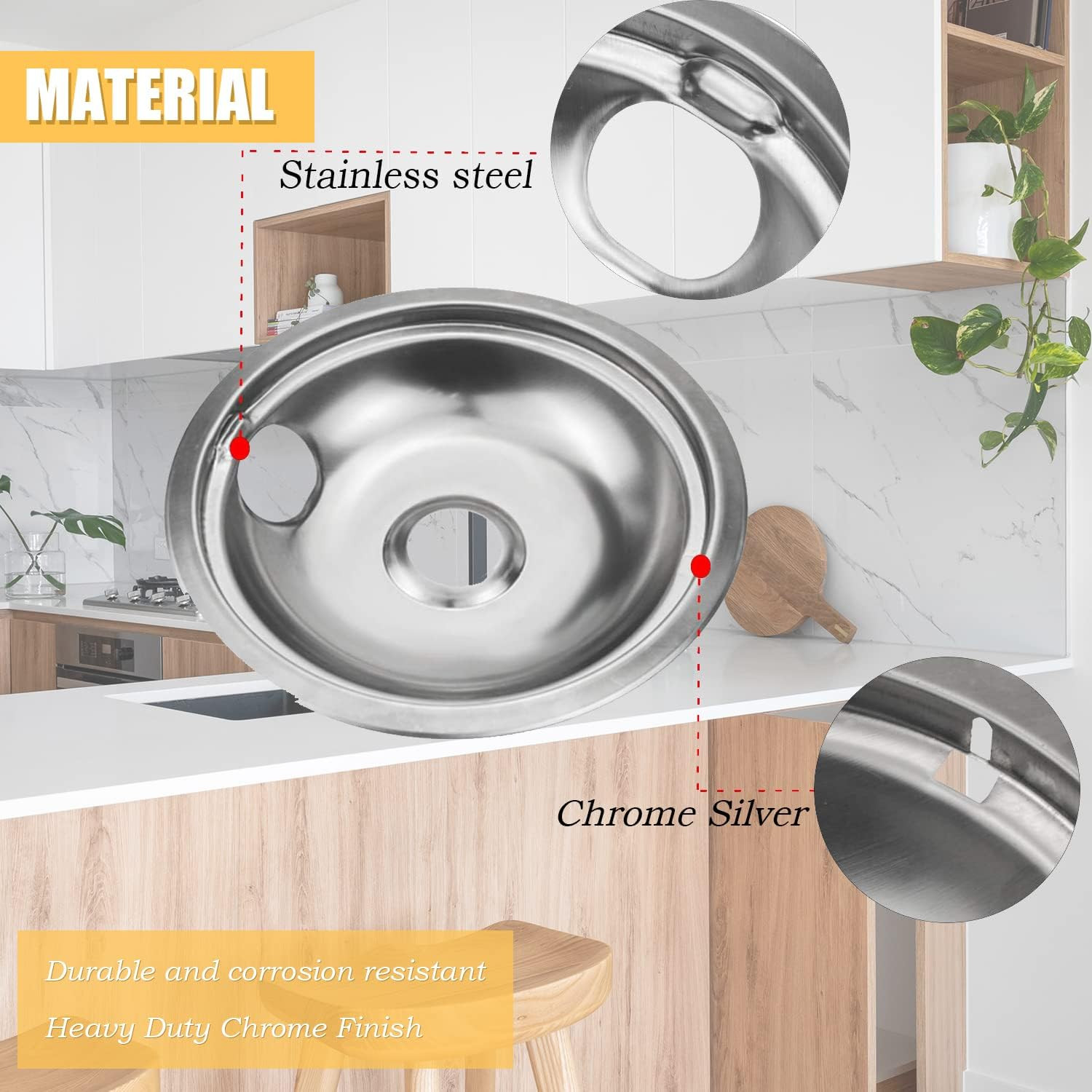 4 Pack Chrome Reflector Bowls Universal Drip Pan Kits Gas Stove Burner Rings Sui