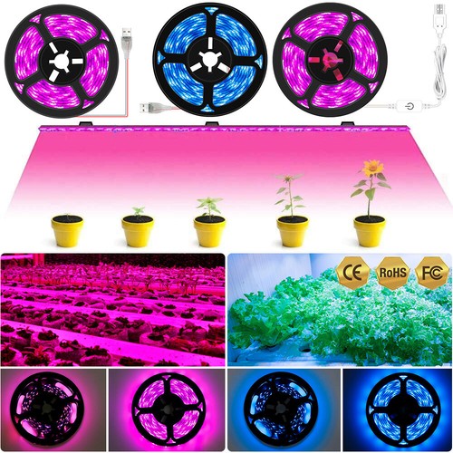 LED Grow Light Strip Waterproof Full Spectrum Lamp w/ Indoor Plant Veg