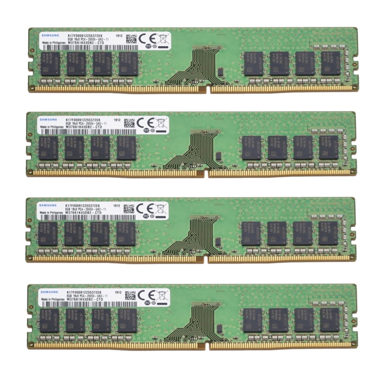 SAMSUNG PC4 21300 1RX8 DDR4 2666V 8GBX2枚セット（16GB)② Samsung