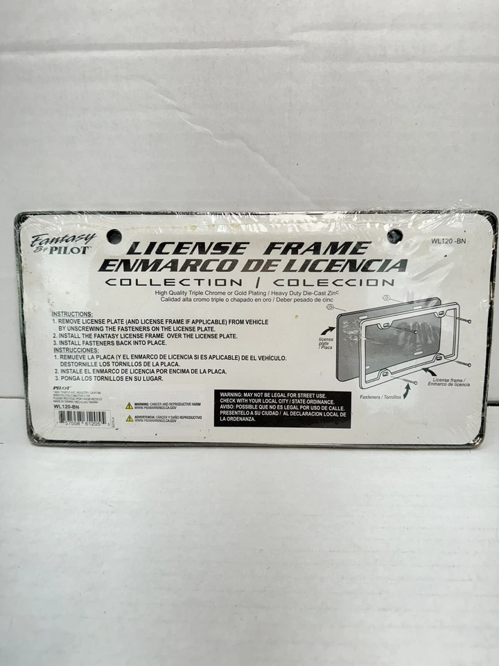 Marco de matrícula Pilot Automotive WL120-BN, níquel negro Foto 2 de 4