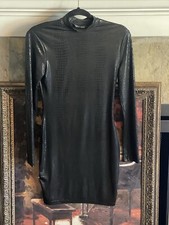 Shein Crocodile Embossed Print Dress Black Size Small