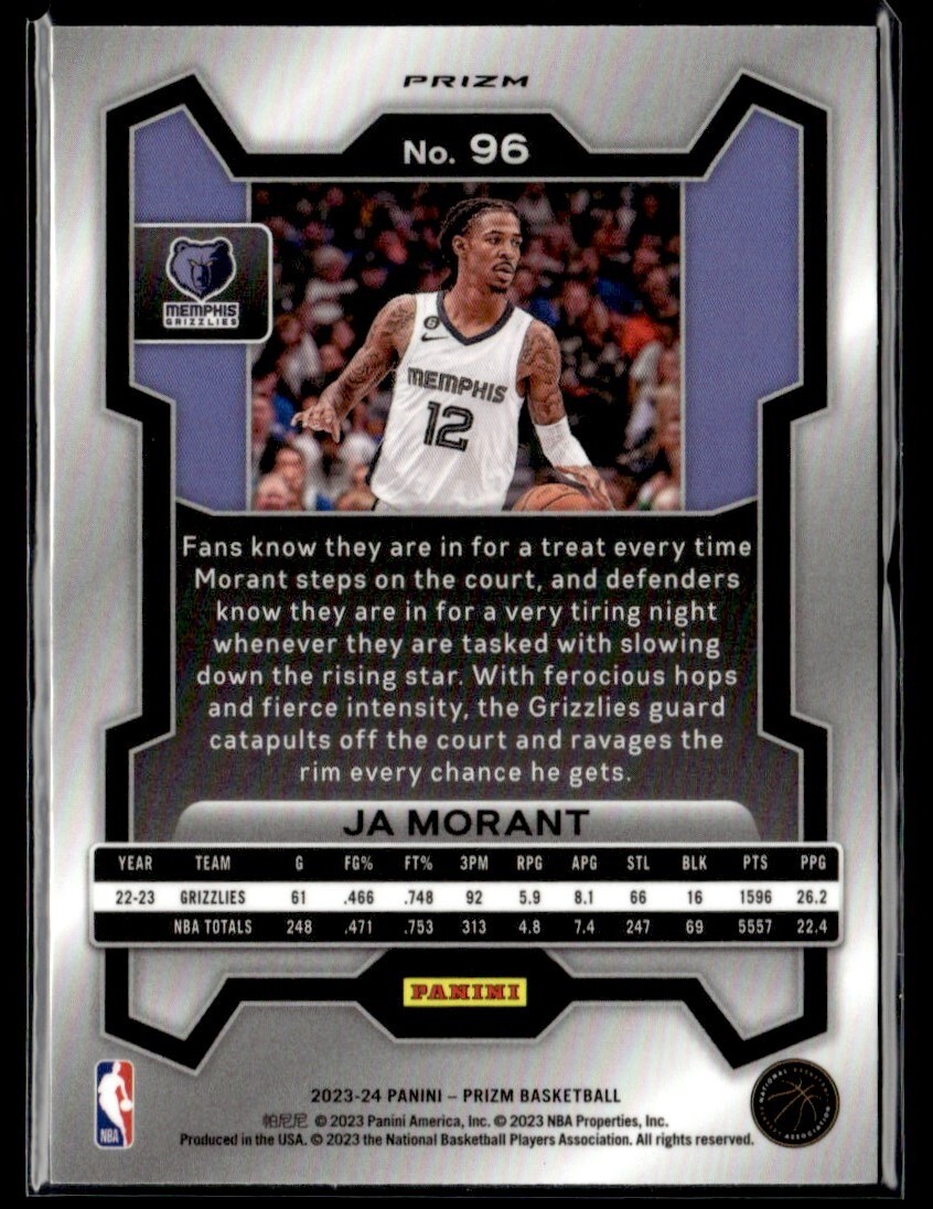 2023-24 Panini Prizm Pink Cracked Ice Ja Morant Memphis