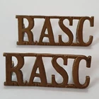 Pair WW2 Royal Army service Corps RAOC Brass Shoulder Titles Badges - British