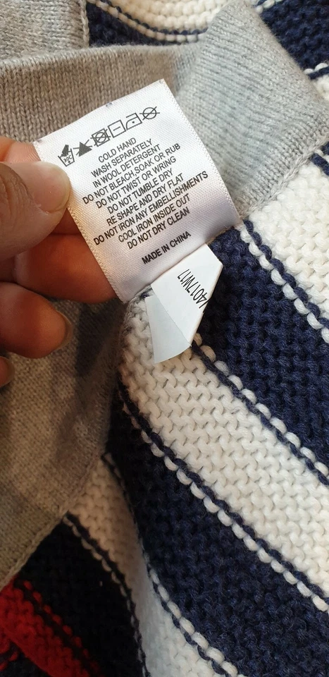 PUREBABY NAVY, IVORY AND RED STRIPE KNIT BABY COT BLANKET - image 4 of 4