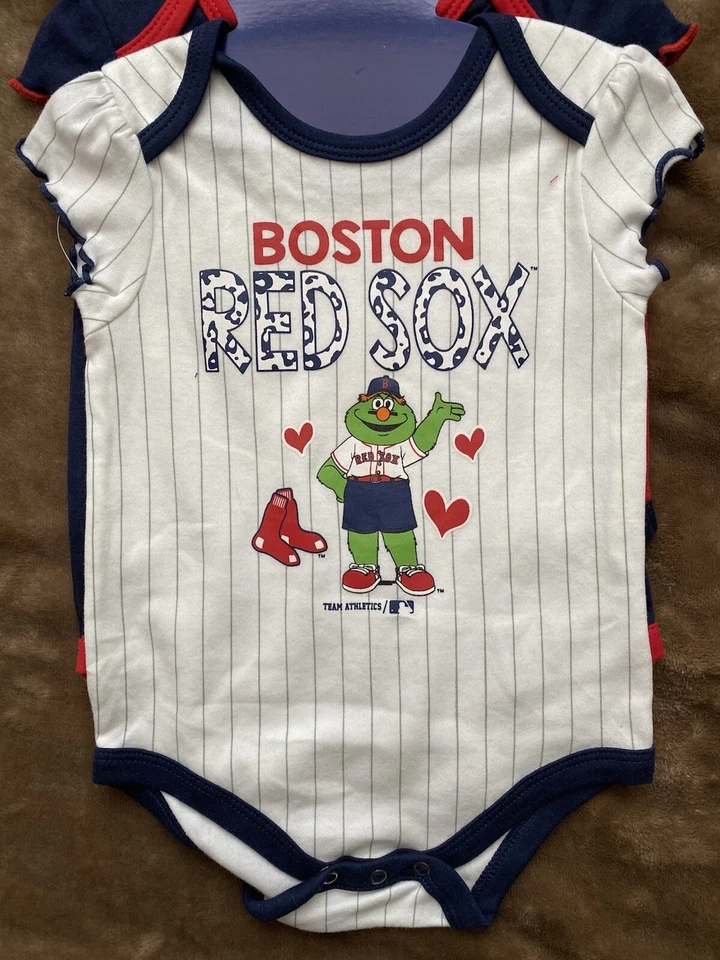 MLB Boston Red Sox Baby Girls Bodysuits Sz 6-9M 6-9 Months 3 Pack - Image 3 of 4