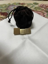 HERMES Twilly Medor 3 piece Scarf Ring Set Gold with Black Pouch Used