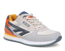 Hi Tec Silver Shadow Low Top Sneakers Suede Grey Orange Lace Up Beige Shoes 8