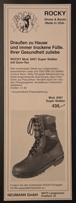 18. Neumann GmbH ROCKY USA Super Stalker Gore-Tex Stiefel Werbeanzeige 1996