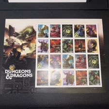 FOREVER STAMPS FULL SHEET DUNGEONS AND DRAGONS 20 STAMPS PER SHEET