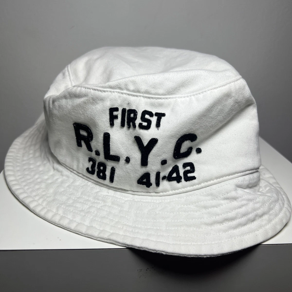 Vintage Polo Ralph Lauren Bucket Hat Mens Small White Twill Pony Made In USA NWT Polo Ralph Lauren White BEACH CLUB BEAR Cotton Twill  main image 2