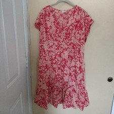 Gap XL Cotton Blend Floral Ruffle Hem Pockets Dress Office Travel Missing Belt 