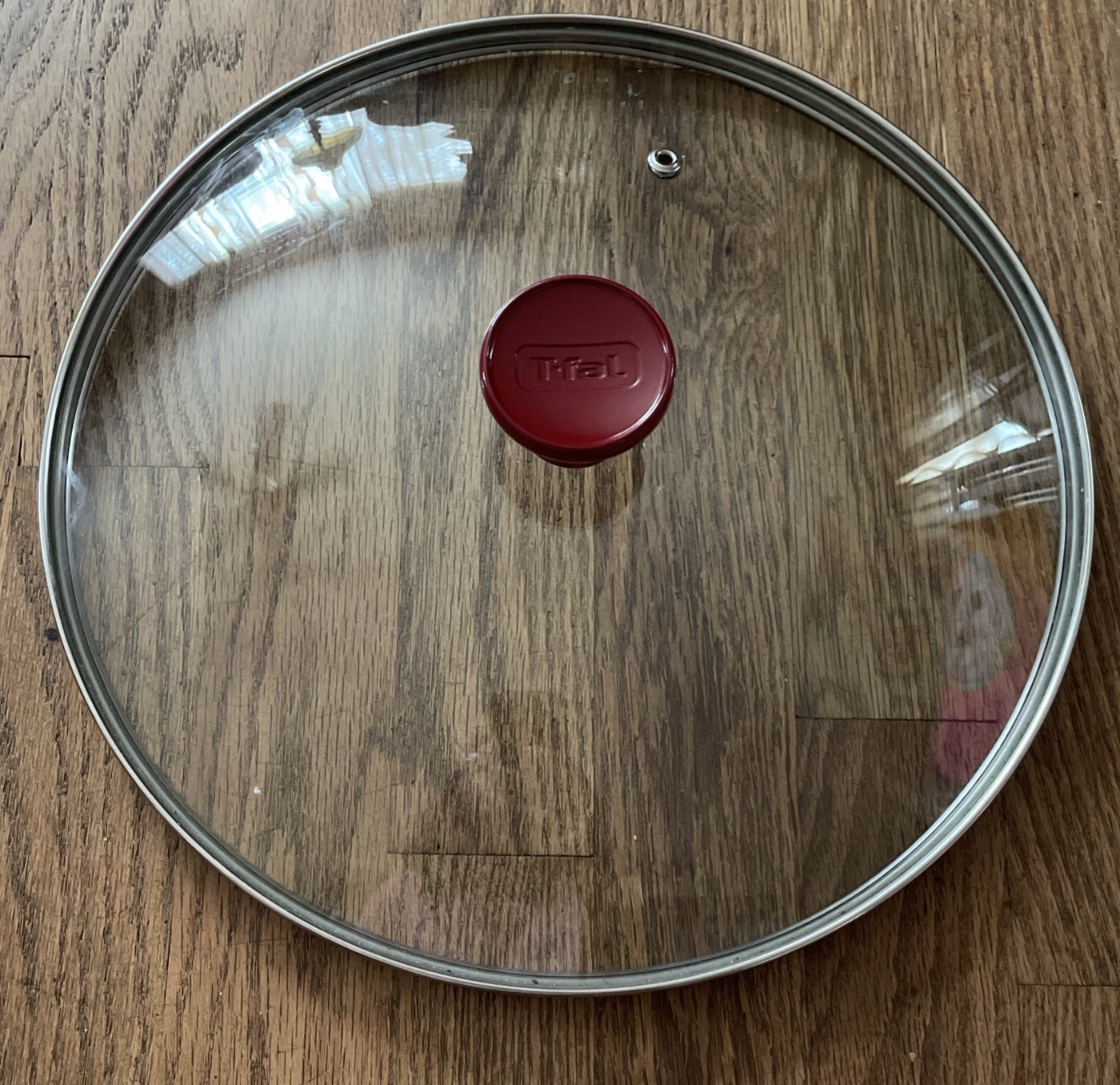 T-Fal Replacement Lid - Vented Glass - Red Handle - Rim To Rim 11.5x11.5