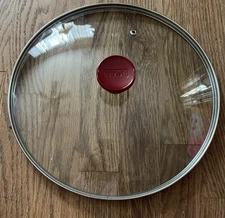 T-Fal Replacement Lid - Vented Glass - Red Handle - Rim To Rim 11.5x11.5