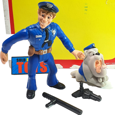 Police Academy CAREY MAHONEY figure & SAMSON dog + CARD COMPLETE