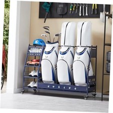 Lauren&Harold Golf Bag Organizer Garage Storage, Golf Storage Rack Large Blue