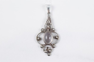 Handmade Studio Sterling Silver Moonstone Cabochon Pendant Necklace 18 in
