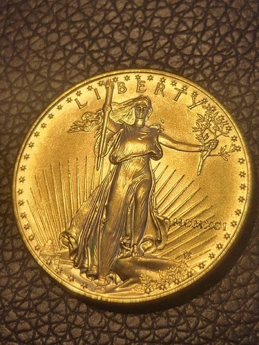 1991 1 oz American Gold Eagle BU $50 Walking Liberty coin
