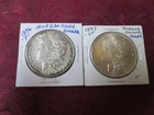 TWO (2) MORGAN SILVER DOLLARS (1) 1896-P AND (1) 1897-S FINE TO AU COND.