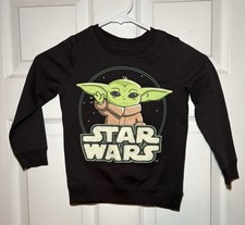 Star Wars Yoda Pullover Sweater Black Cotton Graphic Print 5 Toddler