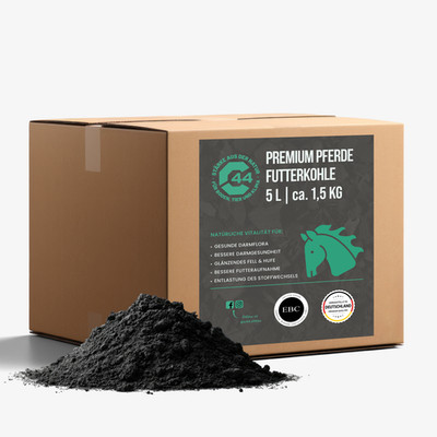 Premium Futterkohle für Pferde   Darmgesundheit & Toxinbindung Ergänzung 5L
