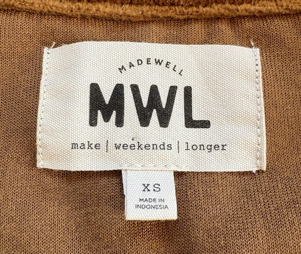 Sudadera Top Mujer Madewell MWL Marrón Cedro Seco Media Cremallera Terciopelo Talla XS Foto 4 de 4