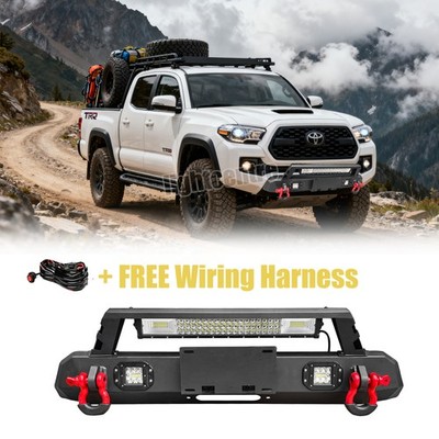 Stubby Front Bumper Guard W/ Winch Plate & LED Light For 2016-2023 Toyota Tacoma