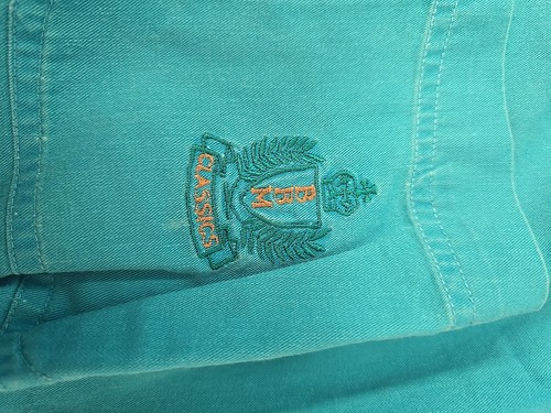 Bugle Boy Co. Shirt Mens Size Large Button Up Turquoise Embroidered Book VINTAGE - Picture 16 of 16