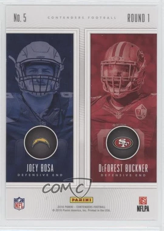 2016 Panini Contenders Round Numbers DeForest Buckner Joey Bosa #5 Rookie RC - Image 2 of 2