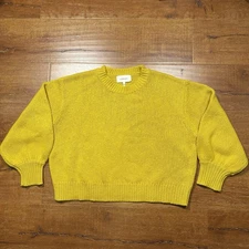 The Great Oversized Crop Knit Sweater Womens 1 Yellow LambWool Boxy Contemporary
