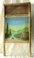 Beautiful Antique Hand Painted Signed Washboard Progress Louisville Tin & Stove