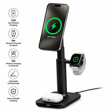 Mophie 3-in-1 Wireless Fast Charger Extendable Stand with MagSafe - Black