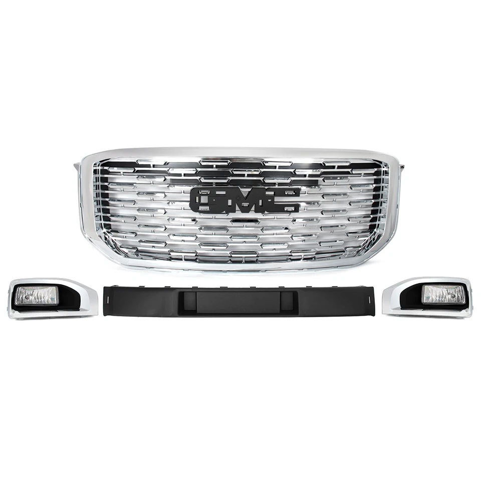 Chrome Grille & Fog Light W/Bezels & Lower Plate Cover For 2015-20 GMC Yukon XL Foto 2 de 4