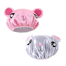 Shower Cap,2PCS Elastic and Reusable,Funny Cute Waterproof Shower Bath Caps  El