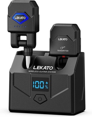 LEKATO Wireless Guitar System Transmitter Receiver Low Latency 15H 4Ch WS-200